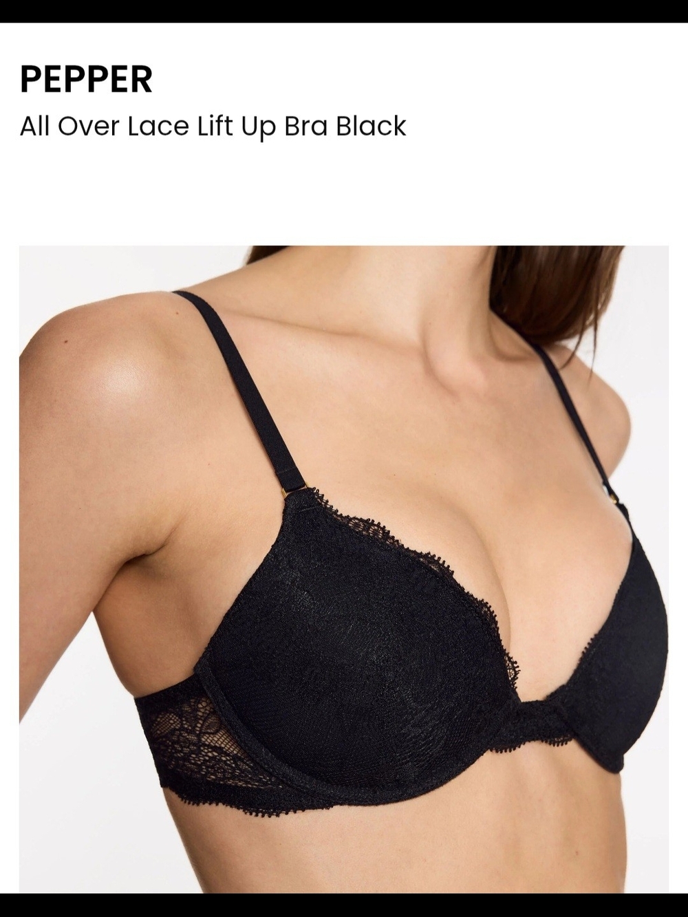 Pepper All Over Lace Lift Up Bra - Black Size 36AA